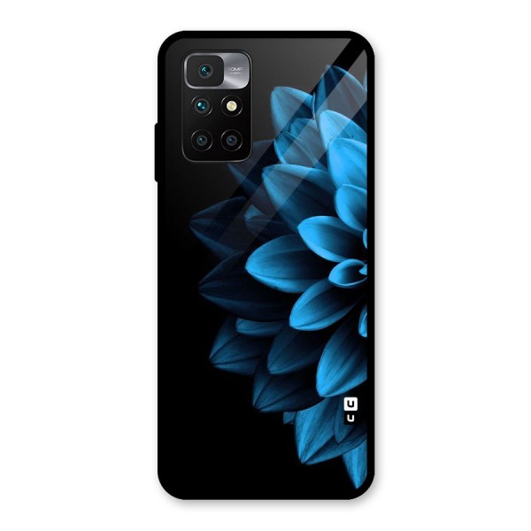 Half Blue Flower Glass Back Case for Redmi 10 Prime