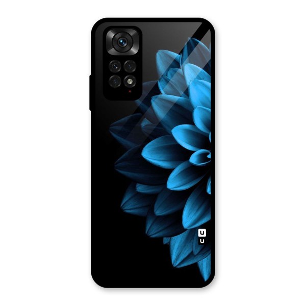 Half Blue Flower Glass Back Case for Redmi Note 11