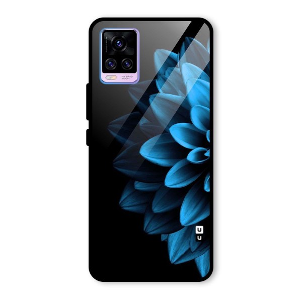 Half Blue Flower Glass Back Case for Vivo V20 Pro