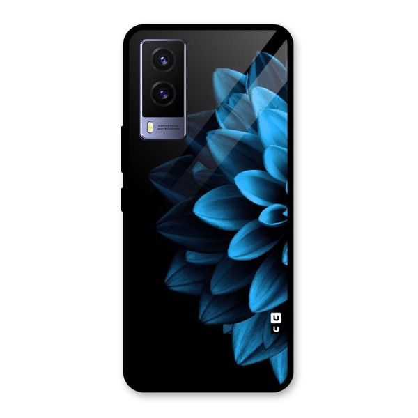 Half Blue Flower Glass Back Case for Vivo V21e 5G