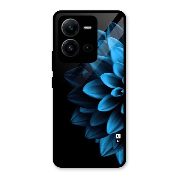 Half Blue Flower Glass Back Case for Vivo V25