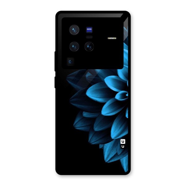 Half Blue Flower Glass Back Case for Vivo X80 Pro