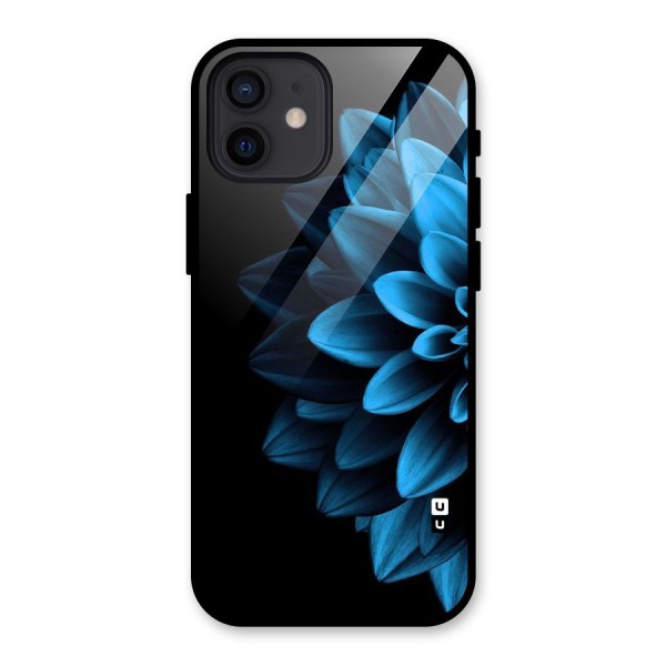 Half Blue Flower Glass Back Case for iPhone 12