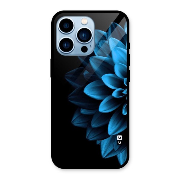 Half Blue Flower Glass Back Case for iPhone 13 Pro
