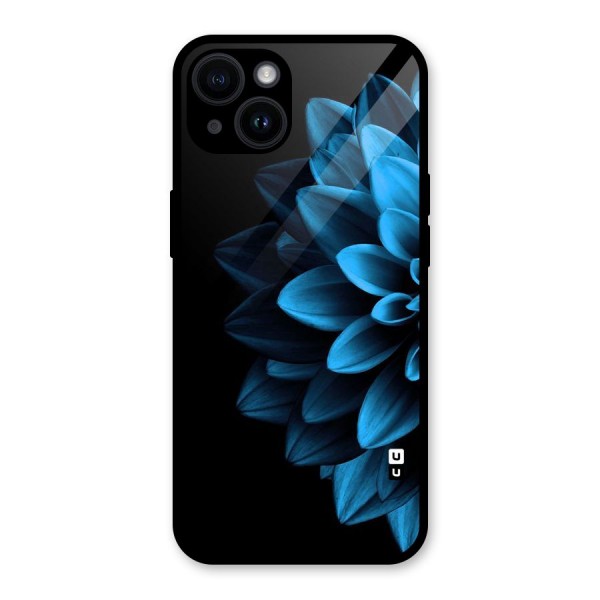 Half Blue Flower Glass Back Case for iPhone 14