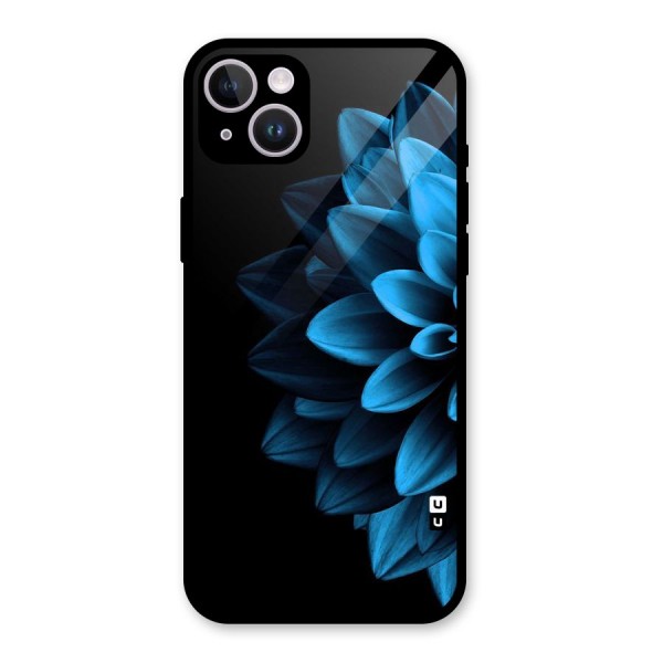 Half Blue Flower Glass Back Case for iPhone 14 Plus