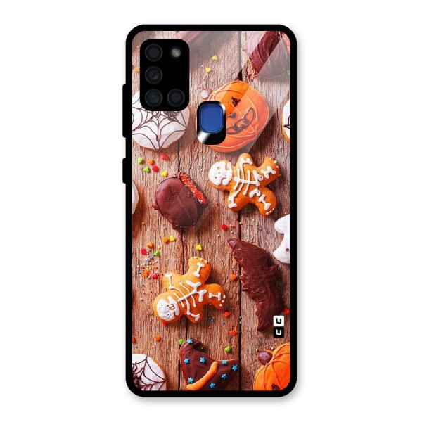 Halloween Chocolates Glass Back Case for Galaxy A21s