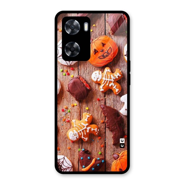 Halloween Chocolates Glass Back Case for Oppo A57 2022