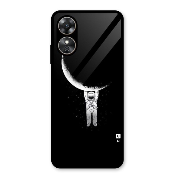 Hanging Astronaut Glass Back Case for Oppo A17