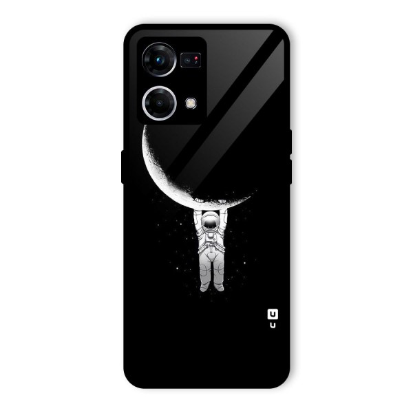 Hanging Astronaut Glass Back Case for Oppo F21s Pro 4G