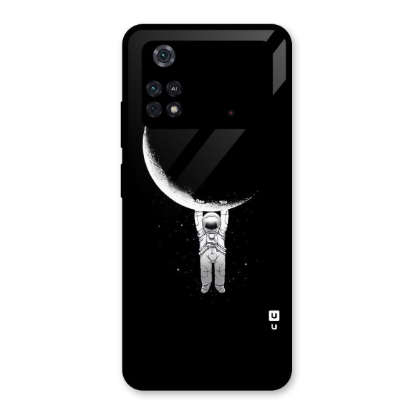 Hanging Astronaut Glass Back Case for Poco M4 Pro 4G