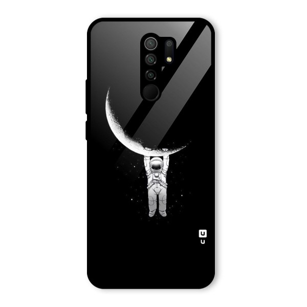 Hanging Astronaut Glass Back Case for Redmi 9 Prime