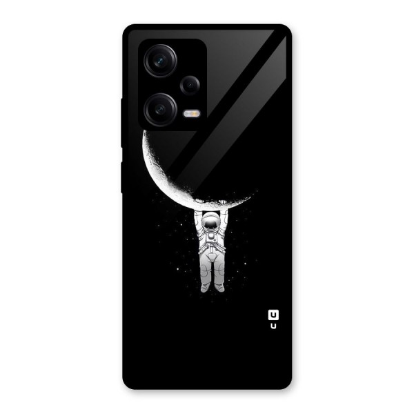 Hanging Astronaut Glass Back Case for Redmi Note 12 Pro