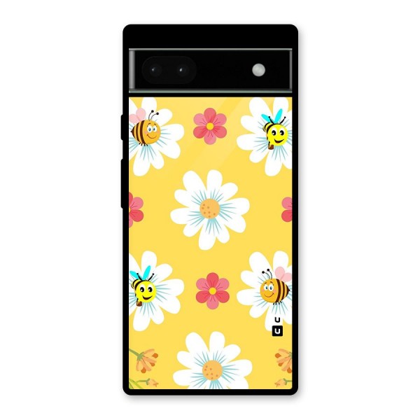 Happy Flowers Glass Back Case for Google Pixel 6a