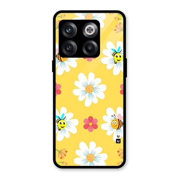 Happy Flowers Glass Back Case for OnePlus 10T