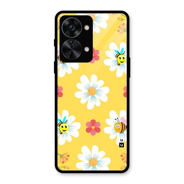 Happy Flowers Glass Back Case for OnePlus Nord 2T