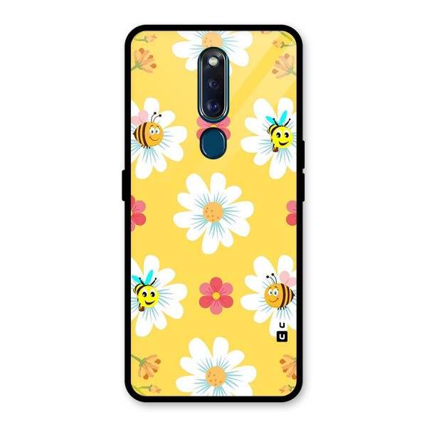 Happy Flowers Glass Back Case for Oppo F11 Pro