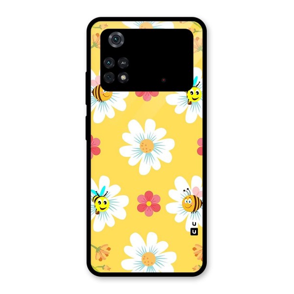 Happy Flowers Glass Back Case for Poco M4 Pro 4G