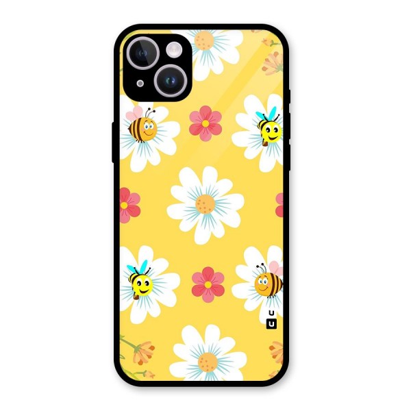 Happy Flowers Glass Back Case for iPhone 14 Plus