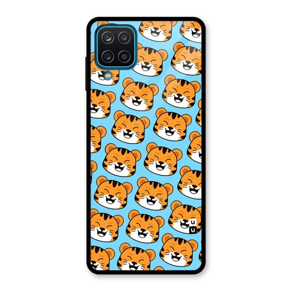 Happy Kitten Pattern Glass Back Case for Galaxy A12