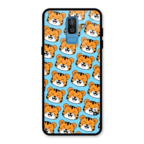 Happy Kitten Pattern Glass Back Case for Galaxy J8