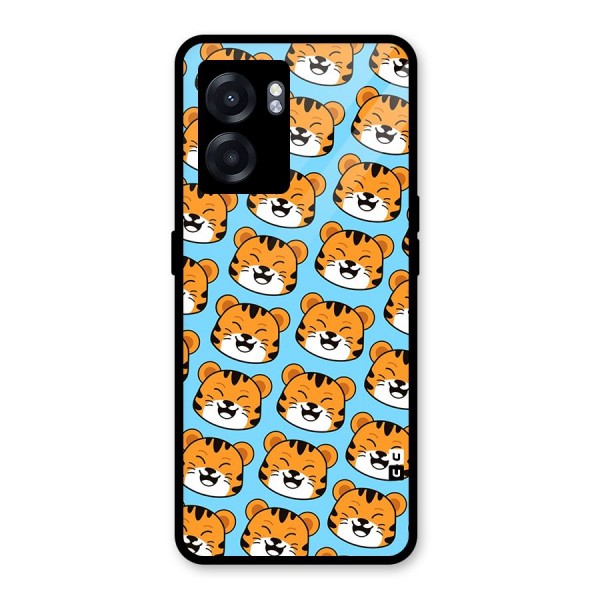 Happy Kitten Pattern Glass Back Case for Oppo K10 (5G)