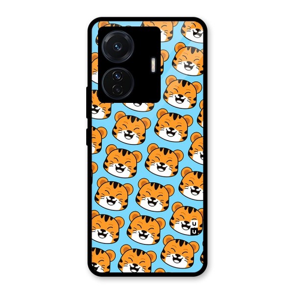 Happy Kitten Pattern Glass Back Case for Vivo T1 Pro