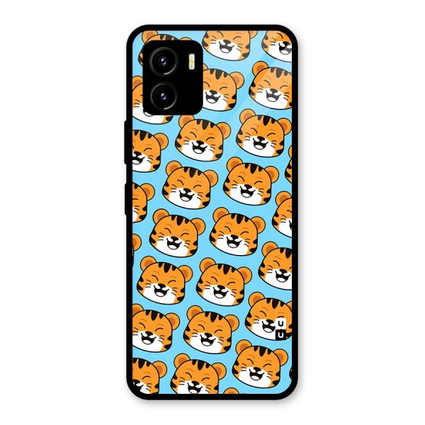 Happy Kitten Pattern Glass Back Case for Vivo Y15s