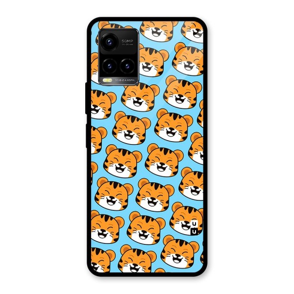 Happy Kitten Pattern Glass Back Case for Vivo Y21G