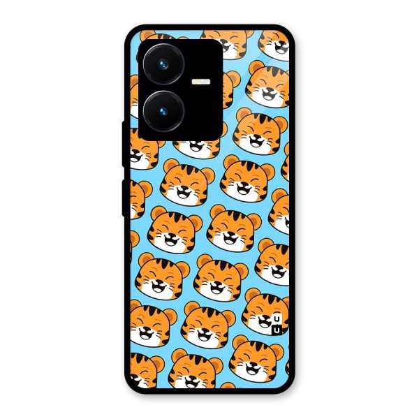 Happy Kitten Pattern Glass Back Case for Vivo Y22