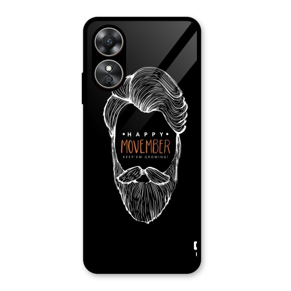 Happy Movember Black Glass Back Case for Oppo A17