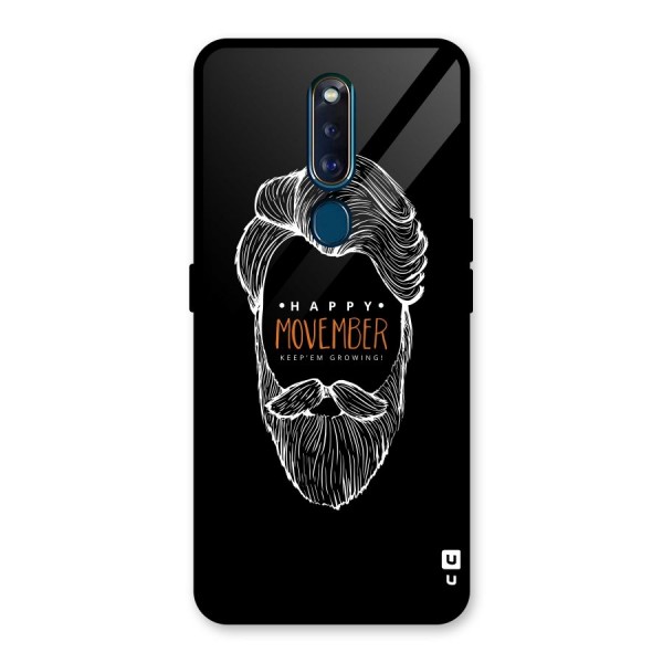 Happy Movember Black Glass Back Case for Oppo F11 Pro