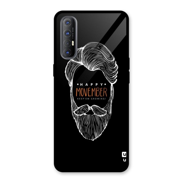 Happy Movember Black Glass Back Case for Oppo Reno3 Pro