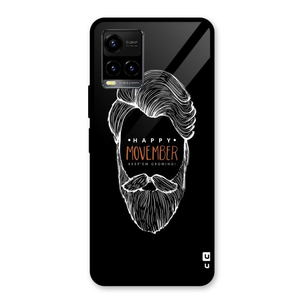 Happy Movember Black Glass Back Case for Vivo Y21 2021