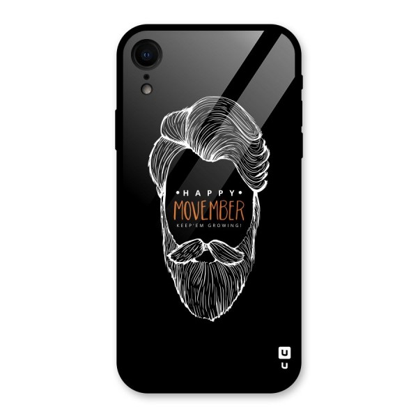 Happy Movember Black Glass Back Case for XR