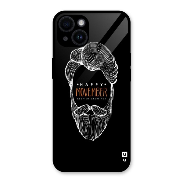 Happy Movember Black Glass Back Case for iPhone 14