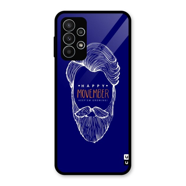 Happy Movember Blue Glass Back Case for Galaxy A23