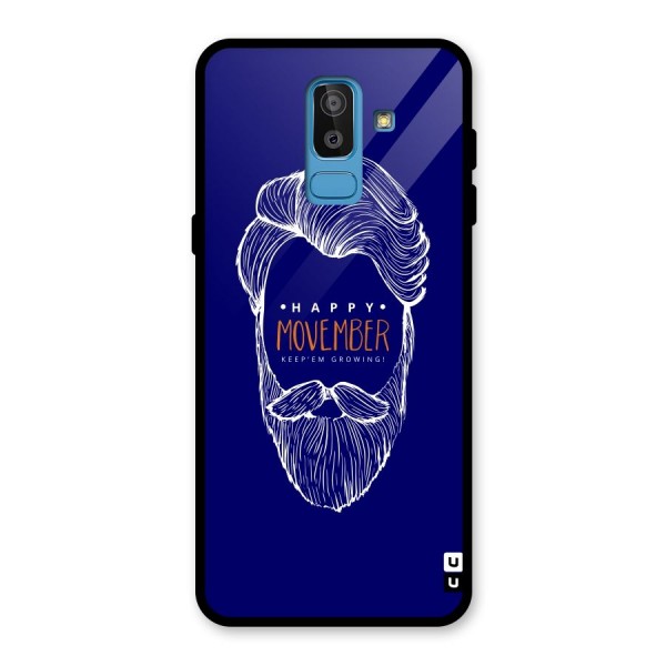 Happy Movember Blue Glass Back Case for Galaxy J8