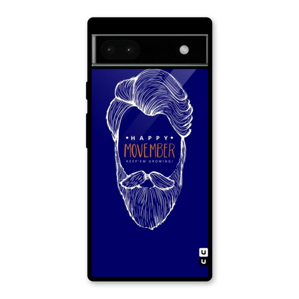 Happy Movember Blue Glass Back Case for Google Pixel 6a