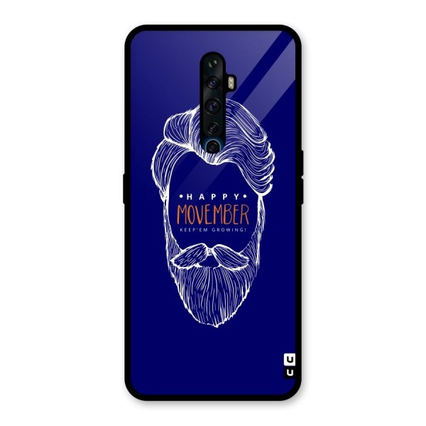 Happy Movember Blue Glass Back Case for Oppo Reno2 Z