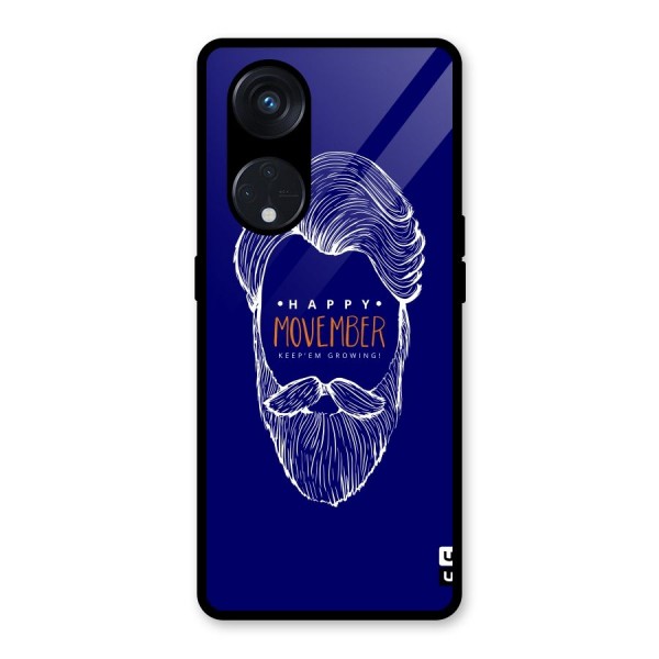 Happy Movember Blue Glass Back Case for Reno8 T 5G