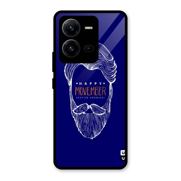 Happy Movember Blue Glass Back Case for Vivo V25