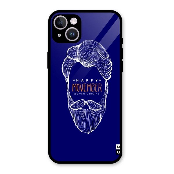 Happy Movember Blue Glass Back Case for iPhone 14 Plus