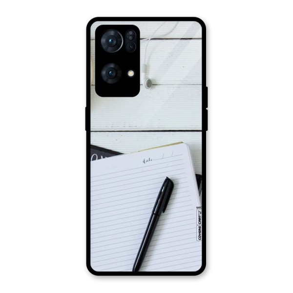 Headphones Notes Glass Back Case for Oppo Reno7 Pro 5G