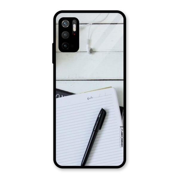 Headphones Notes Glass Back Case for Poco M3 Pro 5G