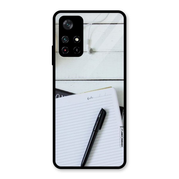 Headphones Notes Glass Back Case for Poco M4 Pro 5G