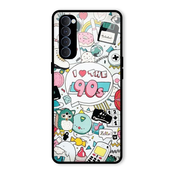 Heart 90s Glass Back Case for Oppo Reno4 Pro