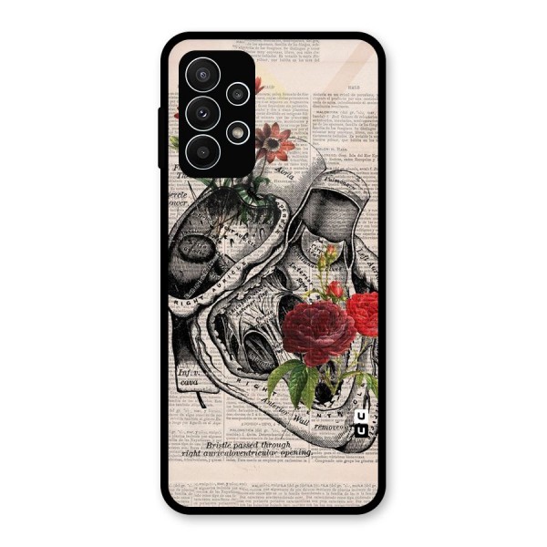 Heart Newspaper Glass Back Case for Galaxy A23