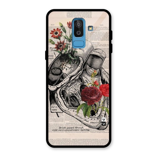 Heart Newspaper Glass Back Case for Galaxy J8