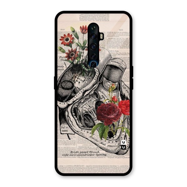 Heart Newspaper Glass Back Case for Oppo Reno2 Z